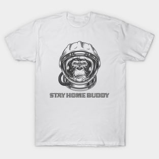 Stay at Home Buddy Astronaut Head of Gorilla T-Shirt